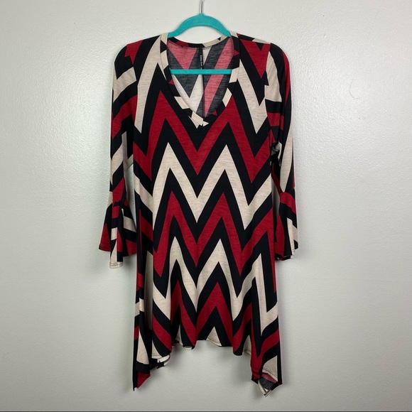 Emma Rose | Chevron Pattern Tunic Dress L - Picture 1 of 9